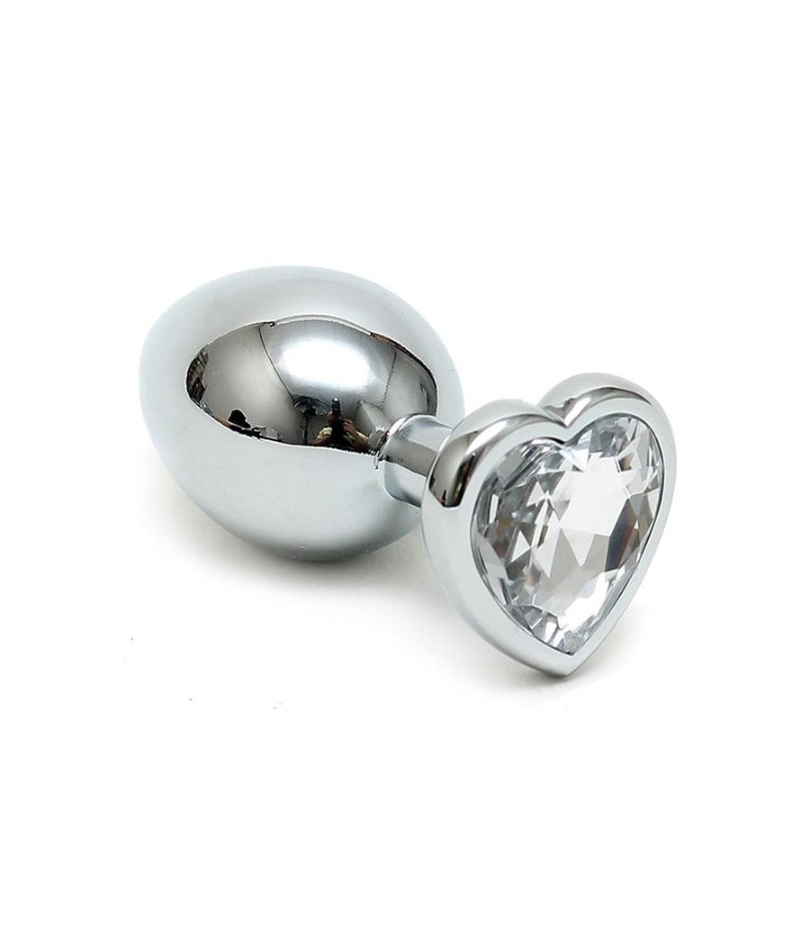 Plug Anal acier Inox Cristal coeur transparent