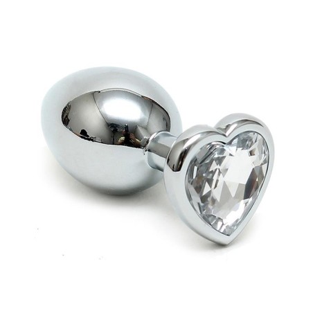 Plug Anal acier Inox Cristal coeur transparent