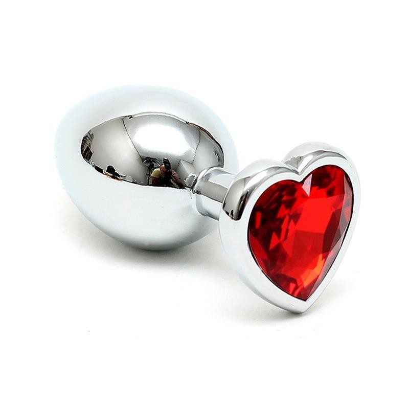Plug Anal acier Inox Cristal coeur rouge