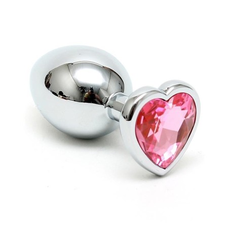 Plug Anal acier Inox Cristal coeur rose