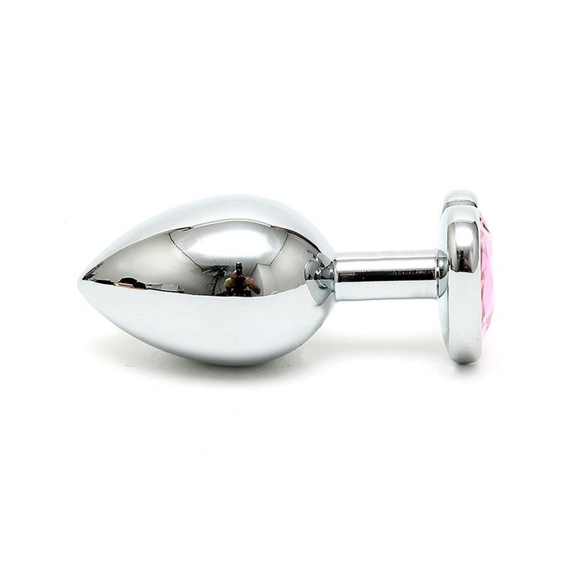 Plug Anal acier Inox Cristal coeur rose