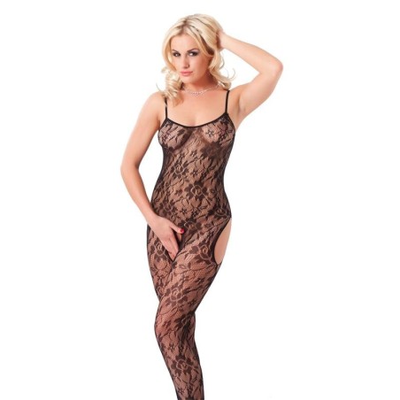 Rimba Amorable Catsuit Ouvert avec Motivos floralees Couleur noir Taille Unique