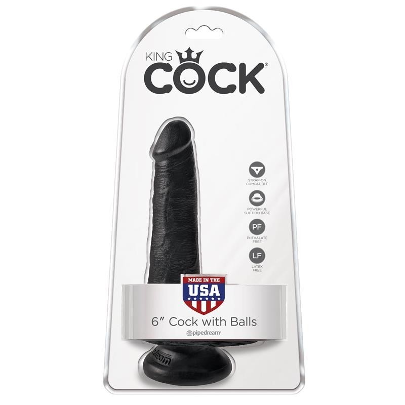 King Cock pénis avec Testicules de 6 - Couleur noir