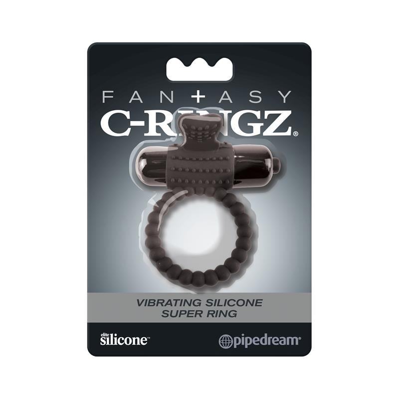 Fantaset C-Ringz Super Anneau Vibrant en silicone Noir
