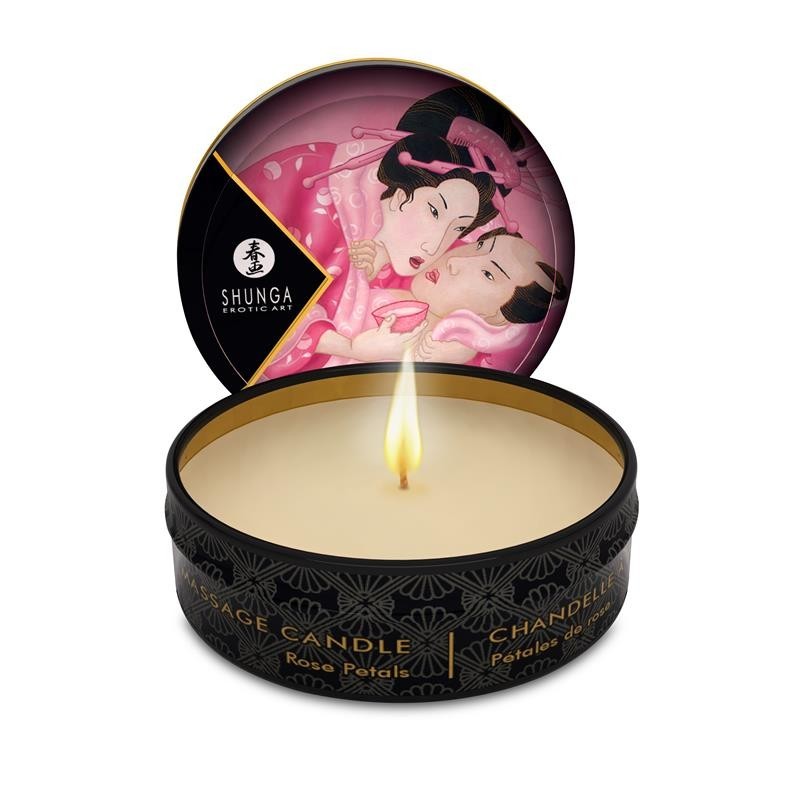 Shunga Mini bougie de massage Afrodisíaca Rose