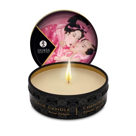 Shunga Mini bougie de massage aphrodisiaque Rose