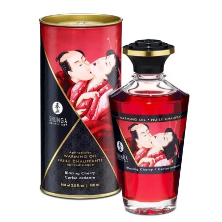 Shunga huile de massage effet chaud cerise ardente