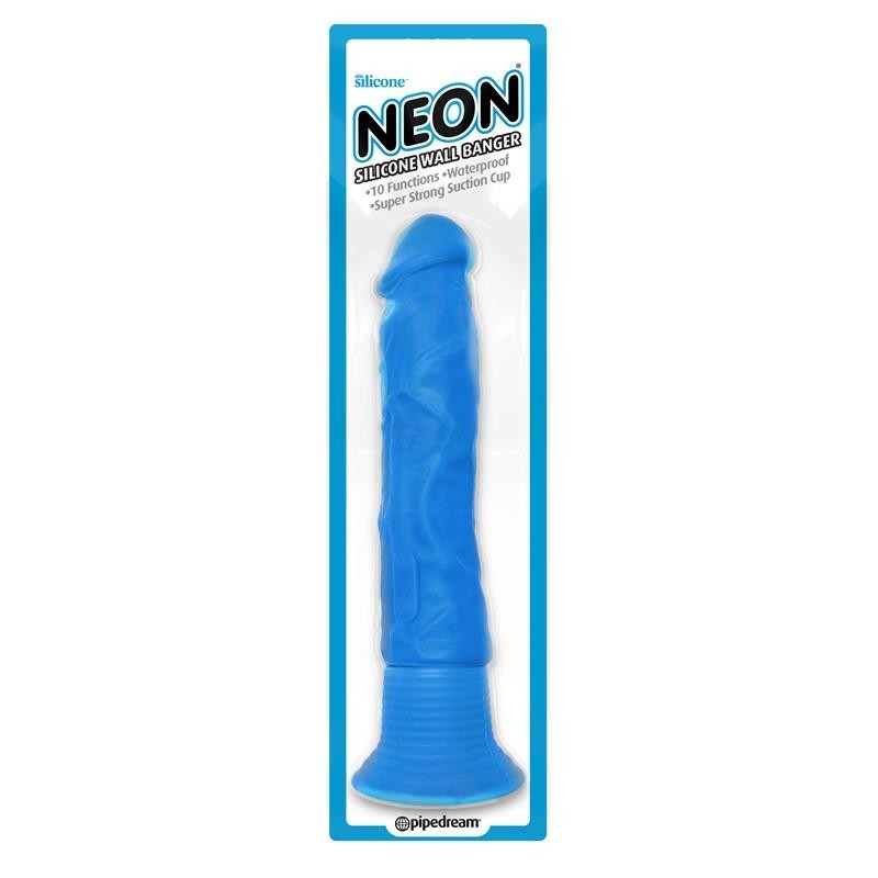 Neon Vibromasseur en silicone Wall Banger Bleu