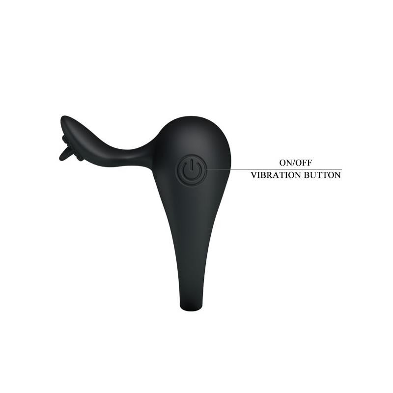 Pretty Love Anneau Vibromasseur Tonguo Noir