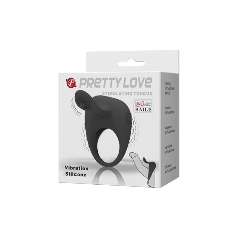 Pretty Love Anneau Vibromasseur Tonguo Noir
