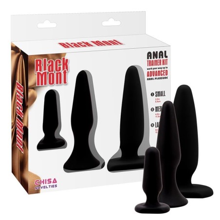 Pack 3 Plug Anal Kit Entraîneur silicone noir