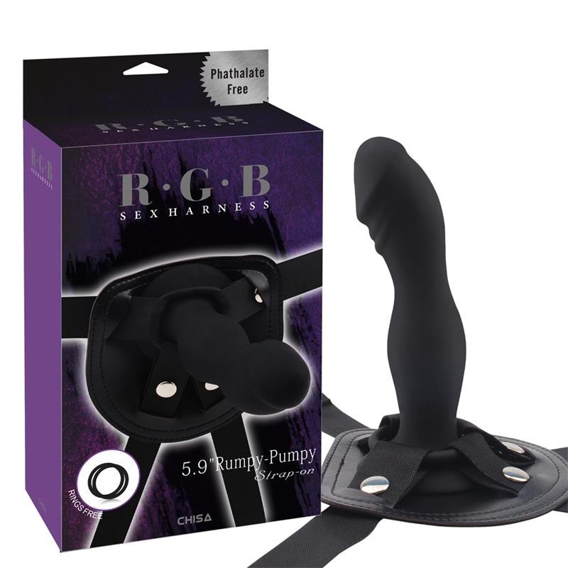harnais avec Gode Rumpet silicone noir