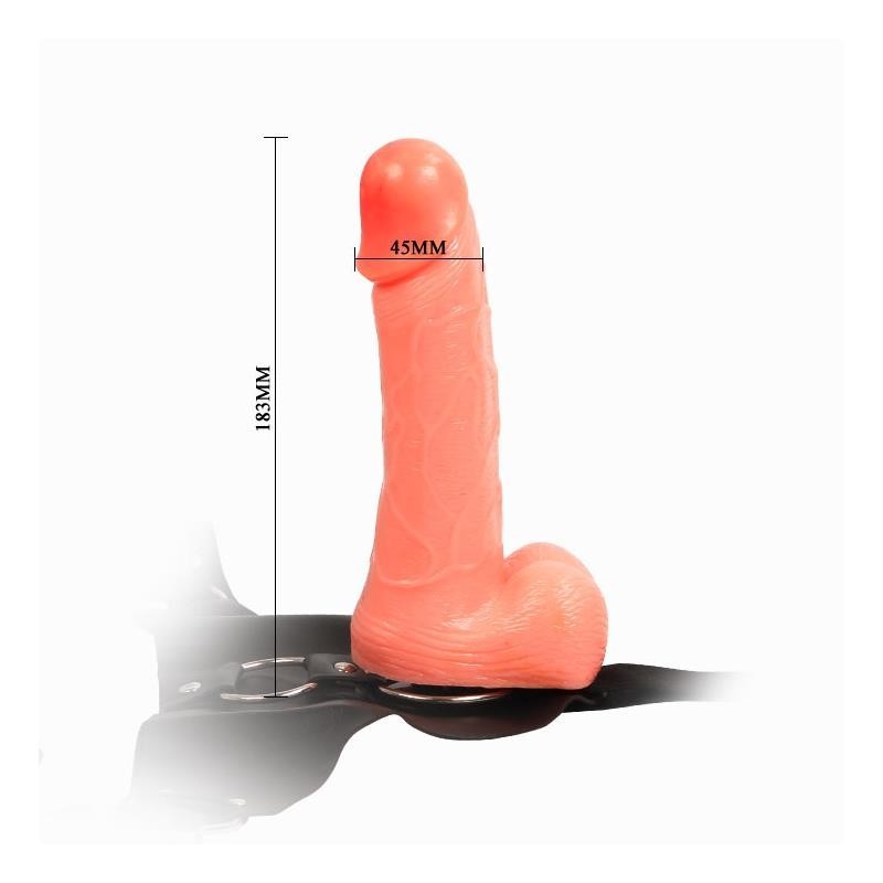 harnais avec gode et testicules naturels 18,3 cm