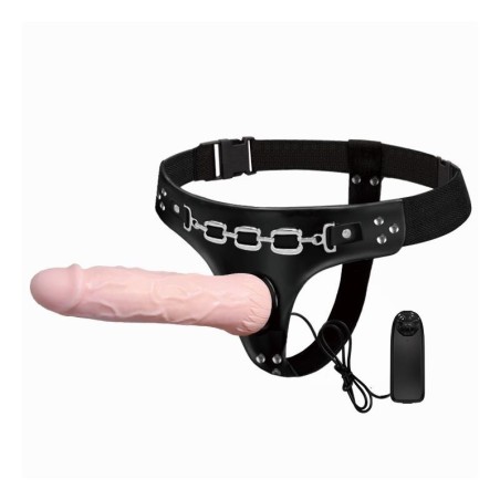 Baile harnais avec Gode Vibromasseur Naturel 18,5 cm