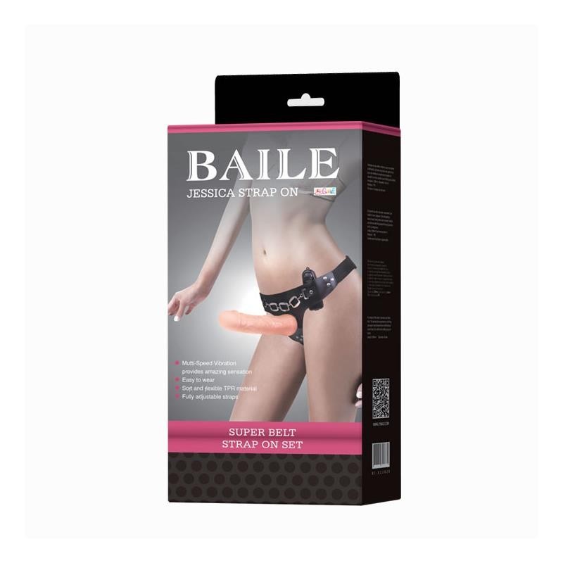 Baile harnais avec Gode Vibromasseur Naturel 18,5 cm