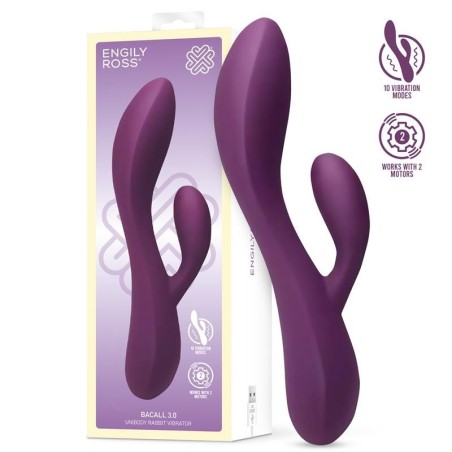 Bacall 3.0 vibromasseur Silicone Liquide Inyectada Double Moteur USB mauve