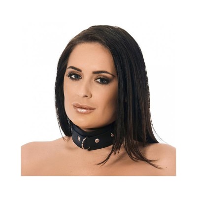 Collier cuir avec cloux et bague