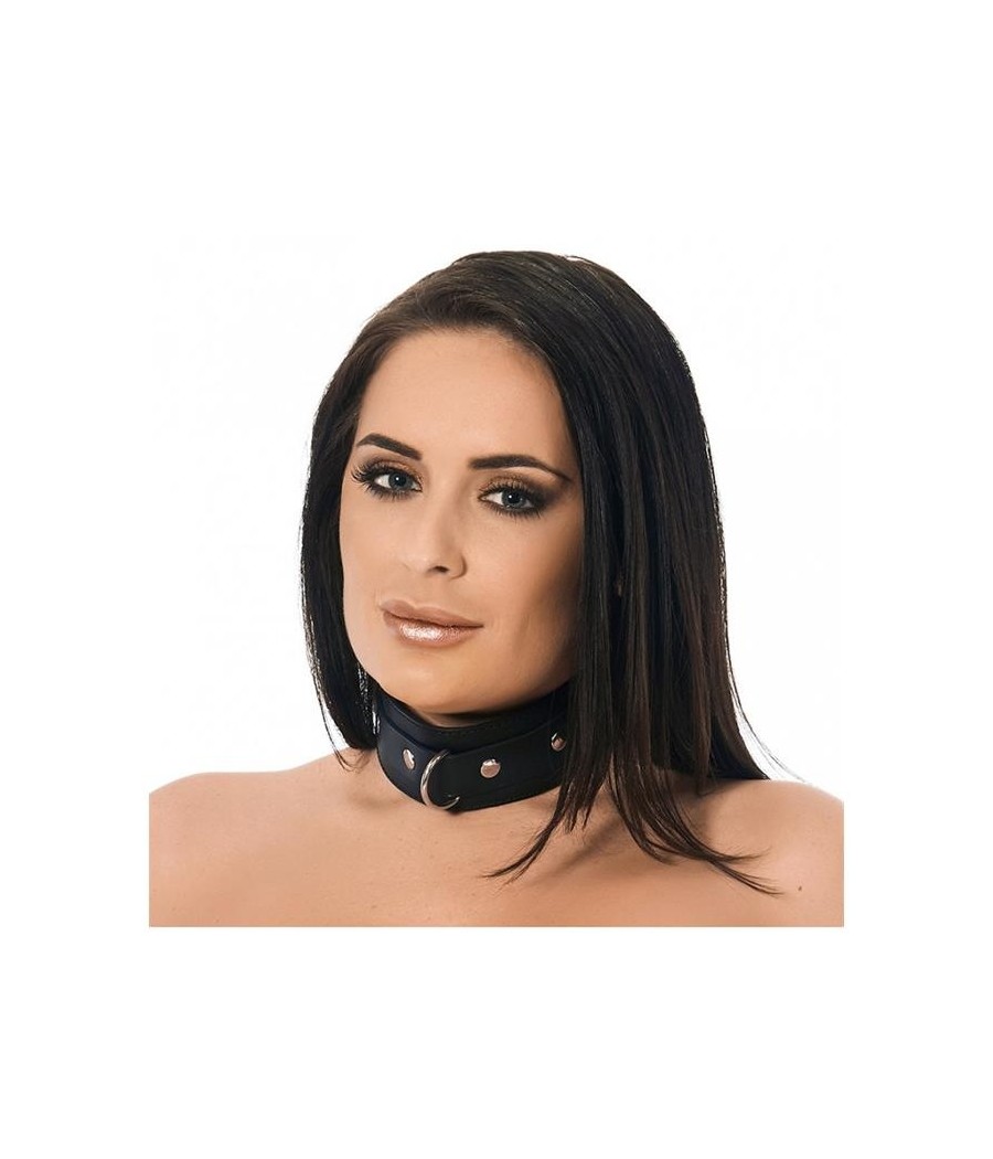 Collier cuir avec cloux et bague