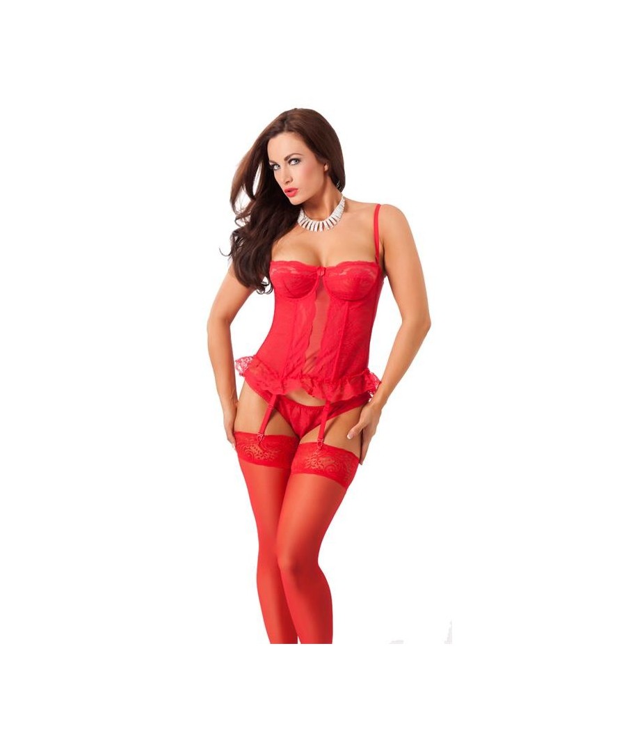 Set corset avec jarretelle couleur rouge